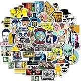 Breaking Bad Aufkleber für Laptop(50 PCS),Geschenk für Kinder Teens Erwachsene Jungen,Wasserdichte TV Aufkleber für Wasserflaschen,Vinyl Stickers für Scrapbook,Skateboard,