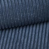 Fabreco® POSTON Polsterstoff Meterware 142 cm breit, 100% Polyester, Gewicht 380 g/m2, Breitcord-Strukturstoff für Vorhänge oder Möbelstoff für Sofakissen, Polsterbezüge und Sitzkissen (Blau)