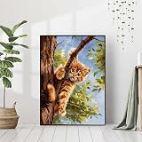 Diamond Painting Katze Diamant Painting Bilder Set, 5D Diamond Painting Baum Diamond Painting Erwachsene DIY Runde Strass Cross Stickerei Diamond-Painting Basteln Wandzimmer Deko Geschenk 80x100cm A-5