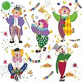 20 Servietten Tanzende Clowns | Karneval | Fasching | Tischdeko | Decoupage | Serviettentechnik 33x33cm