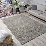 Impression Wohnzimmerteppich - Hochwertiger Öko-Tex zertifizierter Flächenteppich - Solid Color Teppich  Hellgrau - Größe 120x170