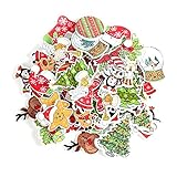 Weihnachtsholzknöpfe， 100 Stück gemischte Bastelknöpfe mit 2 Löchern， Weihnachtsbaum， Rentier， Weihnachtsmann Holzknopf zum Nähen Basteln DIY Basteln Kartenherstellung Verzierungen Weihnachtsdekoratio