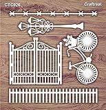 CrafTreat Laser Cut Chipboard - Gate and Fence 15X15 cms | Embellishments for Art and Craft, Invitations, Home Decor, Card Making, DIY Projects, Mixed Media and Scrapbooking