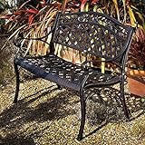 Lazy Susan Rose Gartenbank in Antik Bronze ohne Sitzkissen | Sandguss-Aluminium | Wetterfest | Rostfrei | Wartungsarm | 2 Jahre Garantie