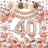 40 Geburtstag Deko Frauen,Luftballon 40. Geburtstag Rosegold Mit Geburtstag 40 Deko,Geburtstagsdeko 40 Happy Birthday Banner,Deko 40. Geburtstag Ballons,Konfetti Ballon für 40 Deko Frau Mehrweg