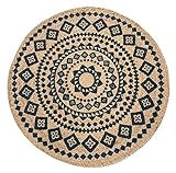 Luxor Living Jute Teppich Mamda, 100% Naturprodukt, rund, handgeflochtener Naturteppich, Boho, Farbe:Beige, Größe:Ø 80 cm