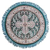 Amma Carpets Teppich, handgeknüpft, Kunstseide, rund, 90 x 90 cm, Persischer Grün