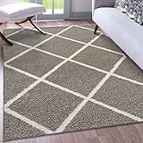 Impression Teppich Weicher Flächenteppich, Luxus Muster Teppich, Hochwertiger Schlafzimmerteppich, Wohnzimmerteppich, Küche - Grau, Größe:80x150 cm