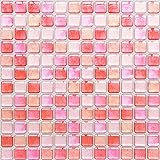 Yoillione 3D Fliesenaufkleber Mosaik Bad Fliesenfolie Küche Selbstklebende 3D Mosaik Fliesen Sticker Rosa, Wasserdicht Fliesensticker Aufkleber Fliesen Folie für Badezimmer Wohnzimmer, 4er Pack
