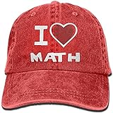 Baseballkappe für Erwachsene, modisch, Baumwolle, Denim, I Love Math Classic Dad Hat verstellbar, einfarbig, Rot