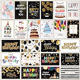 RANJIMA Geburtstagskarten mit Umschlag, 24 Stück Klappkarten Blanko, Grußkarten Geburtstag Glückwunschkarte Set, Birthday Card mit Briefumschläge Postkarten für Geburtstagsgeschenk Kunden Freunde