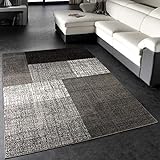 Paco Home Designer Teppich Modern Kariert Kurzflor Design Meliert In Grau Creme Braun, Grösse:160x230 cm