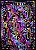 FUTURE HANDMADE Wandteppich, Mandala, Sonne, Mond, Batik, Wandbehang, indischer, Psychedelischer Hippie-Stil, Strandtuch, Überwurf, Bohemian-Stil, Tagesdecke