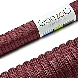 Ganzoo Paracord 550 Seil für Armband, Leine, Halsband, Polyester/Nylon-Seil 30 Meter, weinrot