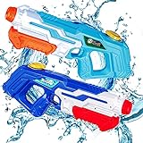 NextX Wasserpistole 2er-Set, 1.2L Super Squirt Spritzpistolen mit 10m Großer Reichweite, Wasser Blaster Pool Spielzeug Geschenk für Kinder Erwachsene Junge Sommer Outdoor Garten Strand Pool Partys