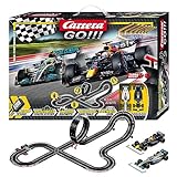 Carrera Go!!! Max Performance | Formel 1 Rennbahn-Set |Max Verstappen vs Louis Hamilton |2 Slotcars inkl. 2 Handregler mit Turbo-Knopf | inkl. Looping, Kreuzung, Fly-Over und Rundenzähler |