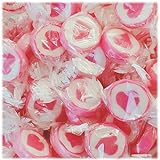 Herzbonbons zu Hochzeit Taufe Kommunion 500g - handgewickelte Rocks-Bonbons mit Herz - Tischdeko Nascherei Gastgeschenk (pink)