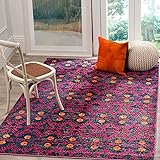 SAFAVIEH Boho Chic Teppich für Wohnzimmer, Esszimmer, Schlafzimmer - Monaco Collection, Kurzer Flor, Pink und Multi, 122 X 170 cm