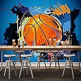 XLMING 3D Cartoon Basketball Broken Wandbild Graffiti Tapete Kinderzimmer Bar Hintergrund Dekoratives Wandbild fototapete 3d effekt tapete Wohnzimmer Schlafzimmer Hintergrundbild-400cm×280cm