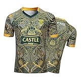 Herren Rugby-Trikot, Südafrika 100th Anniversary Edition Atmungsaktives Fußball-T-Shirt, WM-Unterstützer-T-Shirt Sport Top-XL