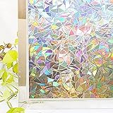 Statische Selbstklebende Fensterfolie, Sichtschutz Regenbogen 3D-Vinylglas-Aufkleber, verwendet in Bad, Wohnzimmer, Küche A 40x200cm
