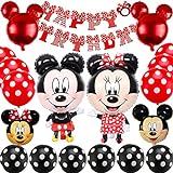 Mickey Partydekorationen Birthday Party Set, BESTZY Mickey Ballons Rot Schwarz Luftballons Mickey 1st Birthday Themed Party Supplies Motto Birthday Party Dekorationen, Baby Shower Supplies