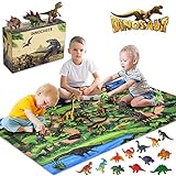 Dinosaurier Spielzeug Set, Figur Dinosaurier mit Aktivität Spielmatten und Bäume, Einschließlich T-Rex,Triceratops,Pterosauria, Jurassic World Dinosaurier Spielzeug Groß für Kinder