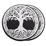 Harsgs Aufnäher „Yggdrasil – Der Lebensbaum“, bestickt, zum Aufnähen oder Aufbügeln, ideal für Kleidung, Kleid, Hut, Jeans, 2 Stück