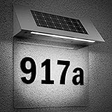 Hausnummer beleuchtet Solar Edelstahl LED Dämmerungssensor witterungsbeständig Hausnummernschild Solarhausnummer Schild