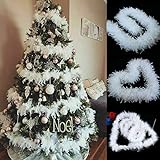 Rashion Weiße Federboa für Weihnachtsbaum, 5 Stück x 2 m – flauschige Girlande, Boa-Ripsband für Weihnachtsbaum, Partydekoration