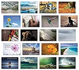 Achtsamkeit, Lebensweisheiten, inspirierende Zitate mit Bildern 20 verschiedene Postkarten Set/Postcrossing