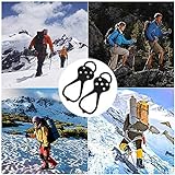Universal Non-Slip Gripper Spikes, Ice Snow Grips Winter Camping Hiking Walking Cleat Gripper with 5-Claw Anti-Slip Nails, Durable Shoe Ice & Snow Grips, for Hiking Boots Walking Climbing (Schwarz)
