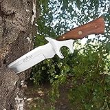 Edelstahl Jagdmesser als Survival Bushcraft Messer aus einem Stück Edelstahl handgefertigtes Fahrtenmesser mit robustem Lederholster