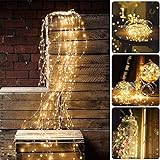 Sporgo Led Lichterbündel,2M 200 LED Wasserdichte Dekorative Wasserfall-String-Leuchten,8 Lichtmodi Led Lichterbündel mit Fernbedienung Für für Innen und Außen,Party,Hochzeit,Weihnachtsbaum
