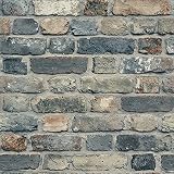 Vlies Tapete Bruchstein Mauer Klinker Ziegelstein anthrazit grau braun WL2204