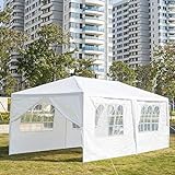 Pavillon Faltbare Gartenlaube Wasserdichtes Partyzelt 3x6m mit 6 UV-Wänden Weißer Pavillon Dicke PE-Plane für Hochzeitsfeiern Gewerbliche Aktivitäten