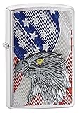 Zippo Unisex – Erwachsene Eagle Flag Benzinfeuerzeug, Transparent, 6 x 6 x 8 cm