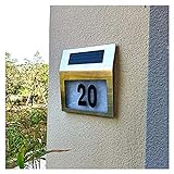 HONANA Hausnummer beleuchtet solar Hausnummern Solarbetriebene Adresse Plaques for Haus, LED Beleuchtete Hausnummer for draußen 6000k warmweiß