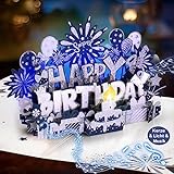 LITTLEJSY 3D Blowable LED Licht Kerze Geburtstagskarte mit Lichtern und Musik Pop Up Lustig Gruß Happy Birthday Karte für Frau, Mann, Beste Freundin, Kinder