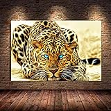YYUGIO Wanddeko Tier Bilder Panther Jaguar Leopard Wandbilder Leinwand Bild Wand Bilder Poster & kunstdrucke für Wohnzimmer Wohnkultur 50x70cm x1 Rahmenlos
