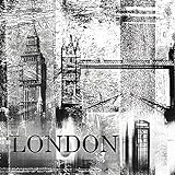 Artland Qualitätsbilder I Poster Kunstdruck Bilder 40 x 40 cm Architektur Gebäude Sehenswürdigkeiten Digitale Kunst Schwarz Weiß D1ET London Skyline Abstrakte Collage 04