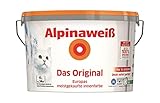 Alpinaweiß Das Original – optimal deckende und ergiebige weiße Wandfarbe – mit Spritz-Schutz-Formel – 4 L